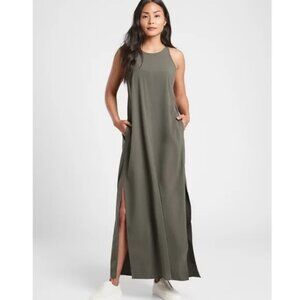 EUC RARE $98 Athleta Hayes Pleated Halter Dress - Sz M